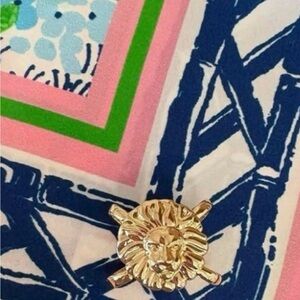 Lilly Pulitzer Starlight Navy Lydia the Lion Scarf and Ring
